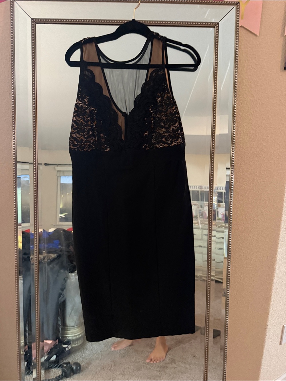 Women's Black Lace Sheath Slip Dress